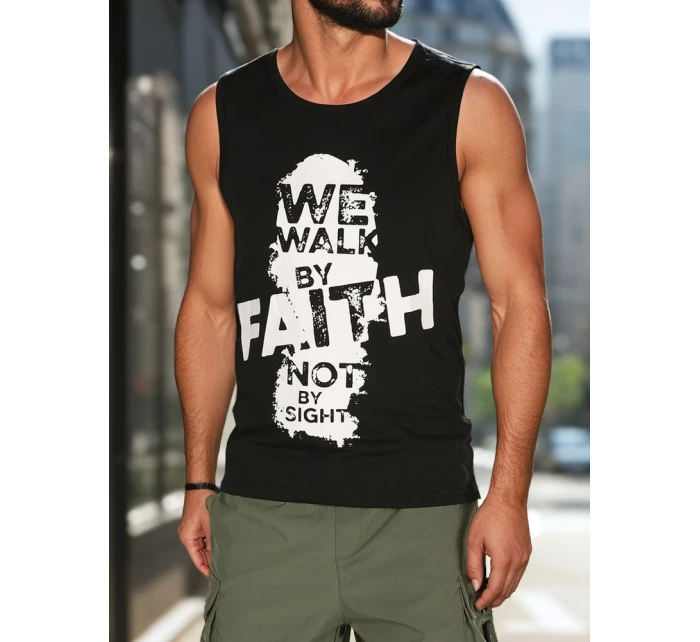 Pánské tričko bez rukávů černé FashionStreet RX5657 Pánské tričko bez rukávů černé FashionStreet RX5657