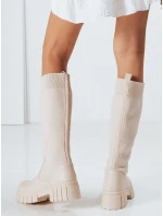 Dámské béžové kozačky model 21993933 - Dstreet Dámské béžové kozačky model 21993933 - Dstreet