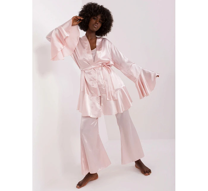 Trzyczęściowa satynowa piżama ze spodniami Goodlookin jasny róż (1079) Trzyczęściowa satynowa piżama ze spodniami Goodlookin jasny róż (1079)
