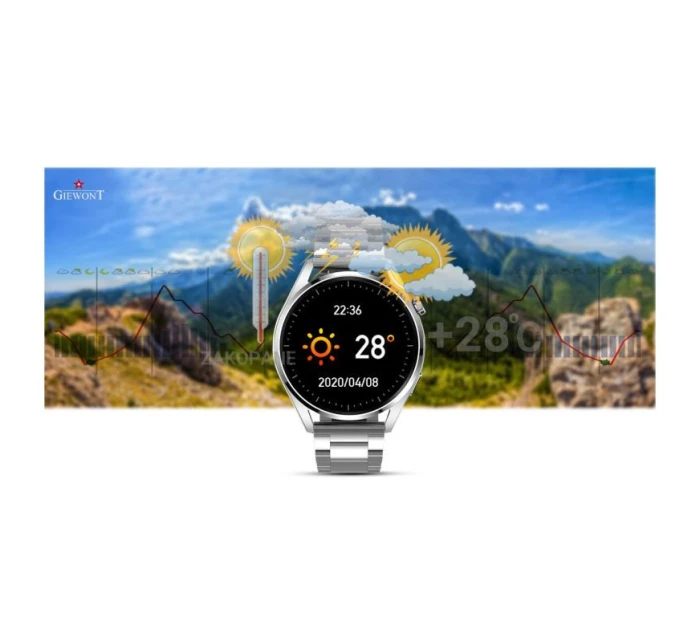 Chytré hodinky GIEWONT Vertex SmartCall GW450-5 Silver/Carbon Leather