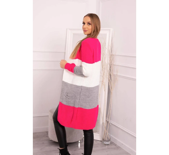 Pruhovaný svetr malinová + růžová Pruhovaný svetr malinová + růžová