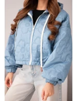 Dámská prošívaná bunda s kapucí a ozdobným květinovým vzorem model 22010146 - K-Fashion