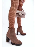 Klasické kožené boty na podpatku hnědé Amy Klasické kožené boty na podpatku hnědé Amy