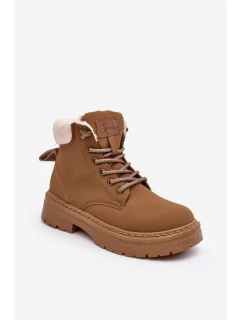 Dámské kožené Trapery s kožíškem Hnědá model 21639665 - Boto