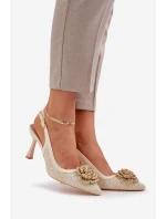 Pletené Lodičky S Odkrytou Patou Béžové Lanithra