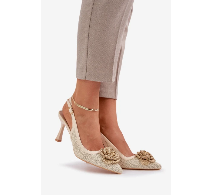 Pletené Lodičky S Odkrytou Patou Béžové Lanithra