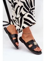 Ploché Pantofle S Výřezy A Dekorací Černé Bohalis