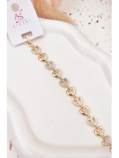 Náramek ze chirurgické oceli se zirkony zlatý