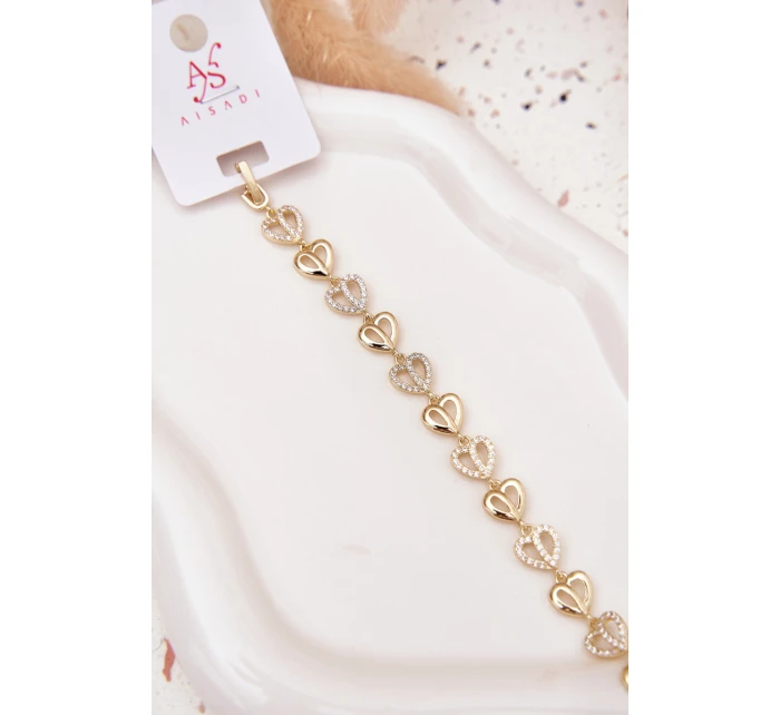 Náramek ze chirurgické oceli se zirkony zlatý Náramek ze chirurgické oceli se zirkony zlatý