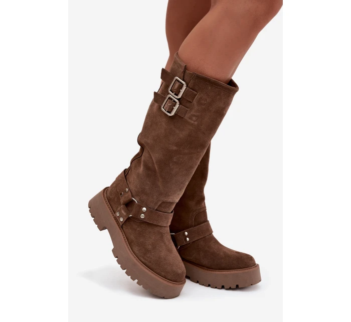 Dámské kozačky Helisse – černé, s pásky a stříbrnými přezkami Dámské kozačky Helisse – černé, s pásky a stříbrnými přezkami