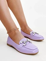 Dámské mokasíny s ozdobnou sponou M615 Purple světle fialová - Wellspring