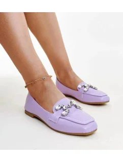 Dámské mokasíny s ozdobnou sponou M615 Purple světle fialová - Wellspring