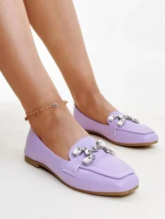 Dámské mokasíny s ozdobnou sponou M615 Purple světle fialová - Wellspring