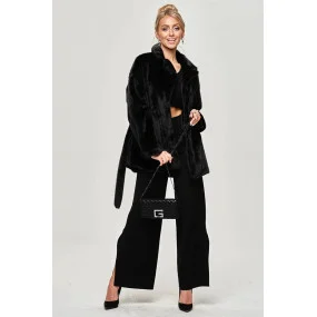 Černá dámská bunda - kožíšek s límcem (GSQ2166)