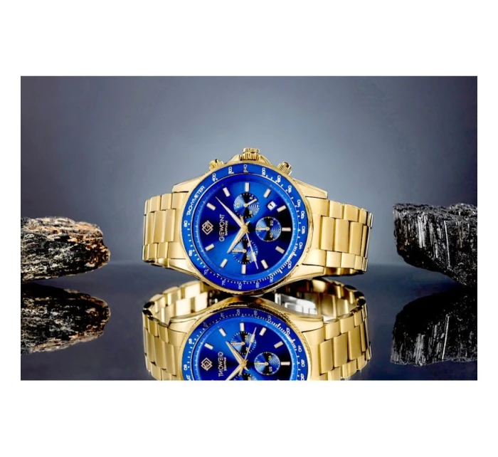 Pánské hodinky Giewont Chronograph Sapphire Gold Blue GW3520-B5