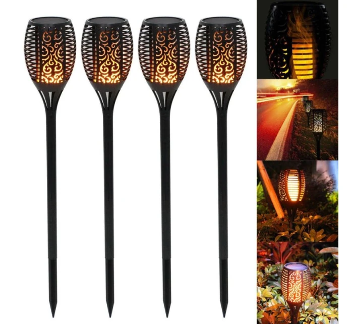 SOLÁRNÍ SVÍTILNA TANČÍCÍ PLAMENY 10X10X79CM 36 LED DIOD