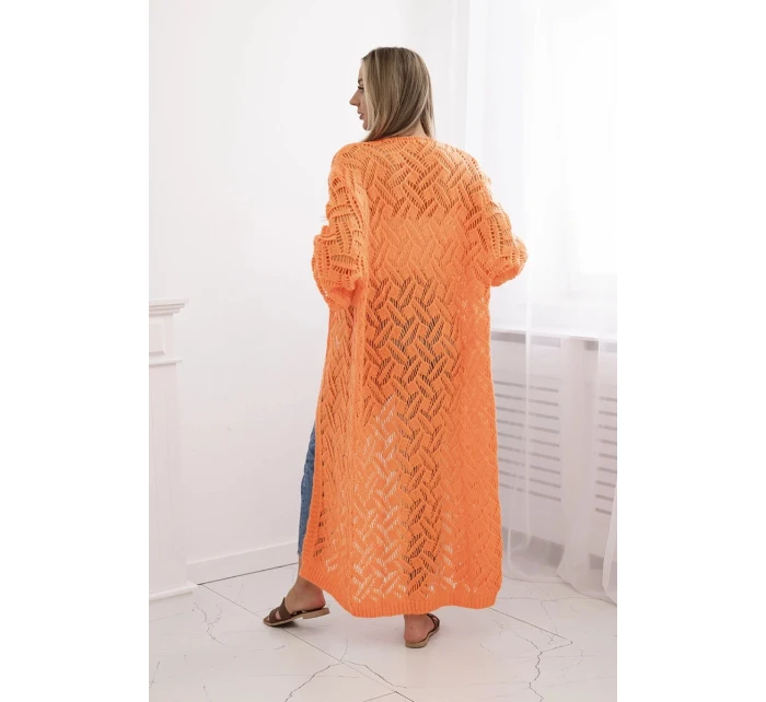 Svetr dlouhý kardigan Super  oranžový model 20247425 - K-Fashion