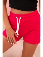Dámské bavlněné šortky s gumou a šněrováním v pase fuchsie