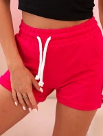 Dámské bavlněné šortky s gumou a šněrováním v pase fuchsie