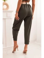 Kalhoty Summer Punto se zapínáním na nohavicích tmavé khaki