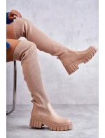 Dámské vysoké boty Béžová model 21593775 - Boto
