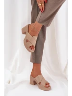 Lehké Pantofle Na Podpatku Z Eko Kůže Světle Béžové model 21684550 - Boto