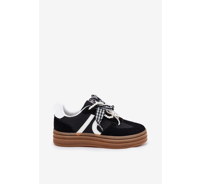 Dámské sneakersy na platformě s ozdobami černé Vinness