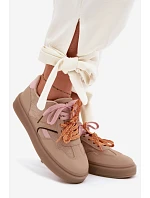 Dámské Tenisky S Dvojitými Šňůrkami Světle Hnědé Relisa Dámské Tenisky S Dvojitými Šňůrkami Světle Hnědé Relisa