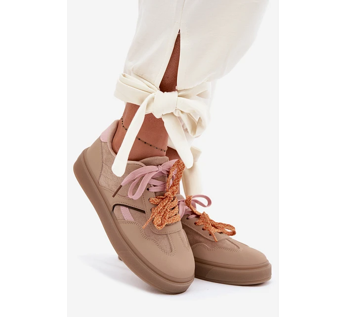 Dámské Tenisky S Dvojitými Šňůrkami Světle Hnědé Relisa Dámské Tenisky S Dvojitými Šňůrkami Světle Hnědé Relisa