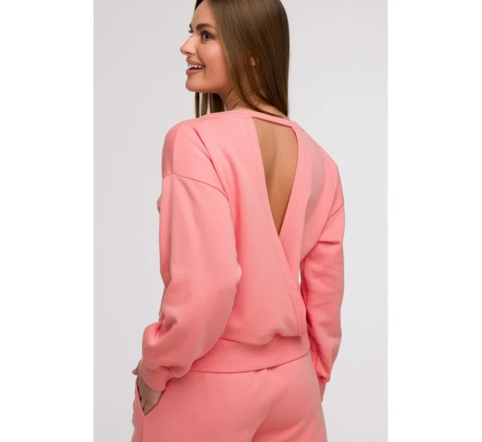 model 21047186 Mikina s otevřenými zády korálová - BeWear model 21047186 Mikina s otevřenými zády korálová - BeWear