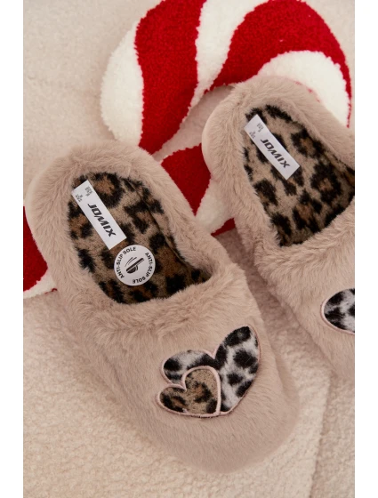 Dámské chlupaté papuče srdíčka – béžové Amandra Dámské chlupaté papuče srdíčka – béžové Amandra
