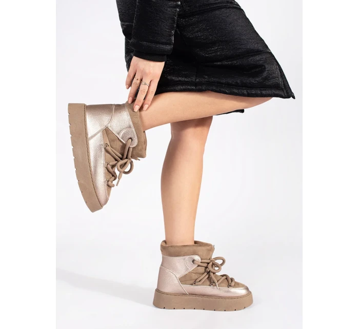 Moderní dámské sněhule hnědé platforma Moderní dámské sněhule hnědé platforma