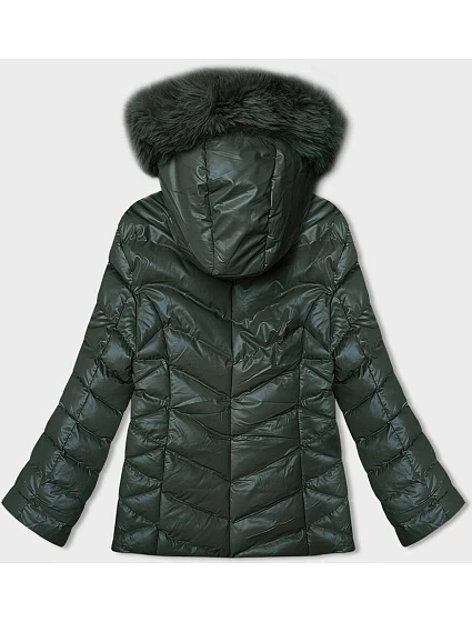 Tmavě zelená krátká zimní bunda s kapucí model 21246222 - J.STYLE