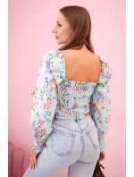 Dámská španělská halenka s květinovým vzorem, dlouhý rukáv mincovna