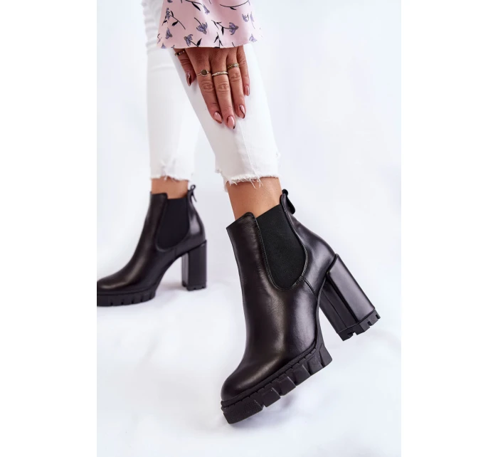 Kožené Boty Hladké Černé model 21602802 - Boto