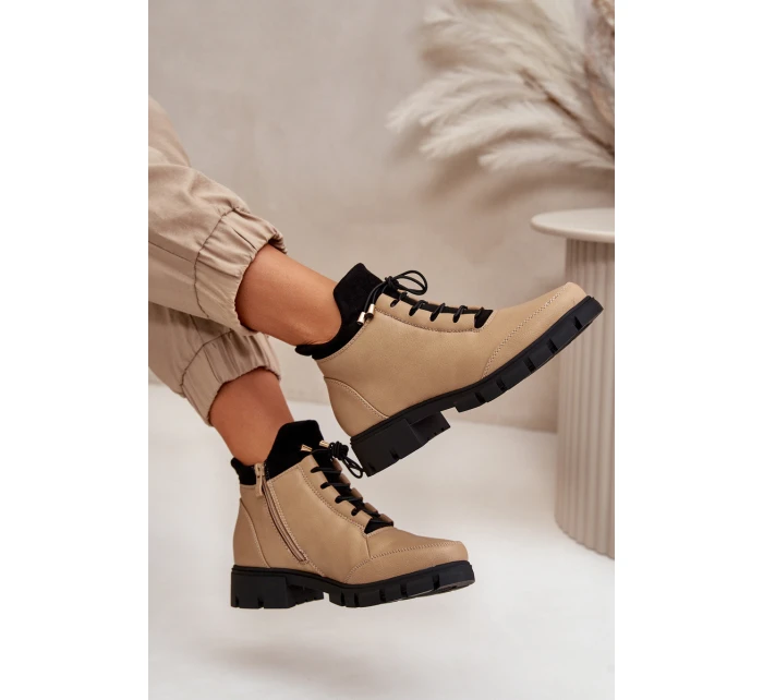 Nízké dámské boty z ekologické kůže béžové model 21668889 - Boto Nízké dámské boty z ekologické kůže béžové model 21668889 - Boto