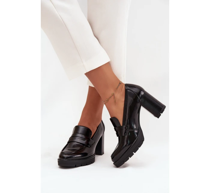 Dámské polobotky na podpatku z ekokůže Černé model 21710758 - Boto Dámské polobotky na podpatku z ekokůže Černé model 21710758 - Boto