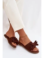 Dámské ploché sandály s mašlí Hnědé model 21937432 - Boto