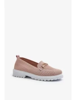 Dámské mokasíny na plochém podpatku se zlatými detaily, růžová Limentia Dámské mokasíny na plochém podpatku se zlatými detaily, růžová Limentia