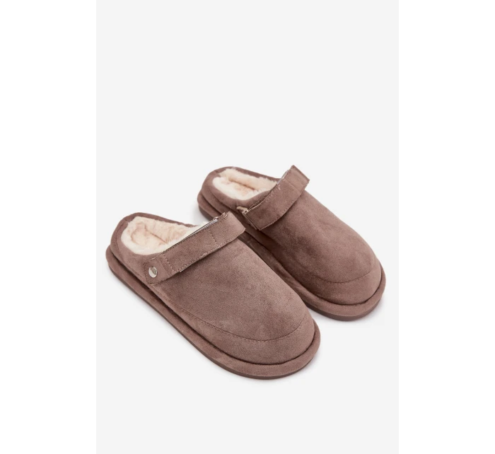 Dámské pantofle s páskem a kožíškem Rilena – tmavě béžové Dámské pantofle s páskem a kožíškem Rilena – tmavě béžové