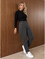 Dámské džíny Mom Fit s vysokým pasem, tmavě šedé, FashionStreet UY3209