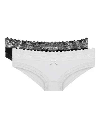 Dámské bavlněné kalhotky s krajkou 2 ks model 15437484 FASHION SLIP 2x  černá - DIM