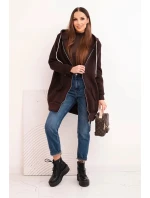 Zateplená dámská mikina s kapucí a zipem hnědá Zateplená dámská mikina s kapucí a zipem hnědá