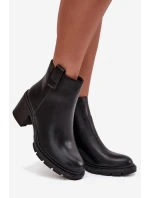 Zateplené dámské kotníkové boty z eko kůže na podpatku černé model 21711683 - Boto Zateplené dámské kotníkové boty z eko kůže na podpatku černé model 21711683 - Boto