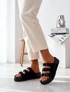 Dámské pantofle na masivní platformě s pásky Big Star model 22069662 Černé - Big Star Shoes