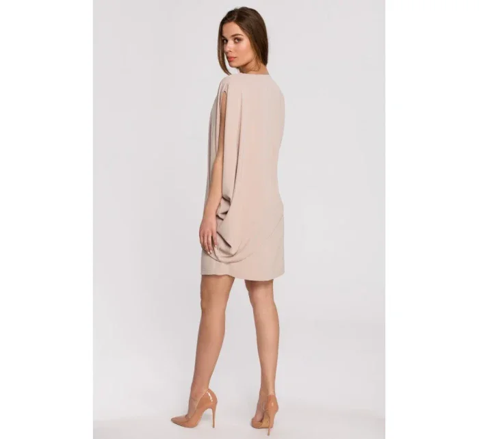 S262 Vrstvené šaty - béžové