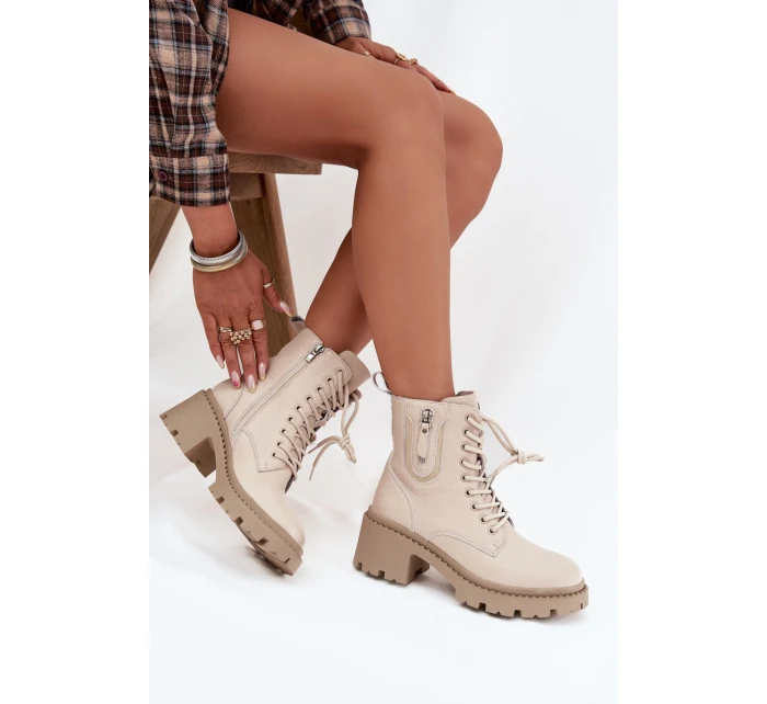 Dámské kotníkové boty Vinceza na kocích s ocieplením – béžové Dámské kotníkové boty Vinceza na kocích s ocieplením – béžové