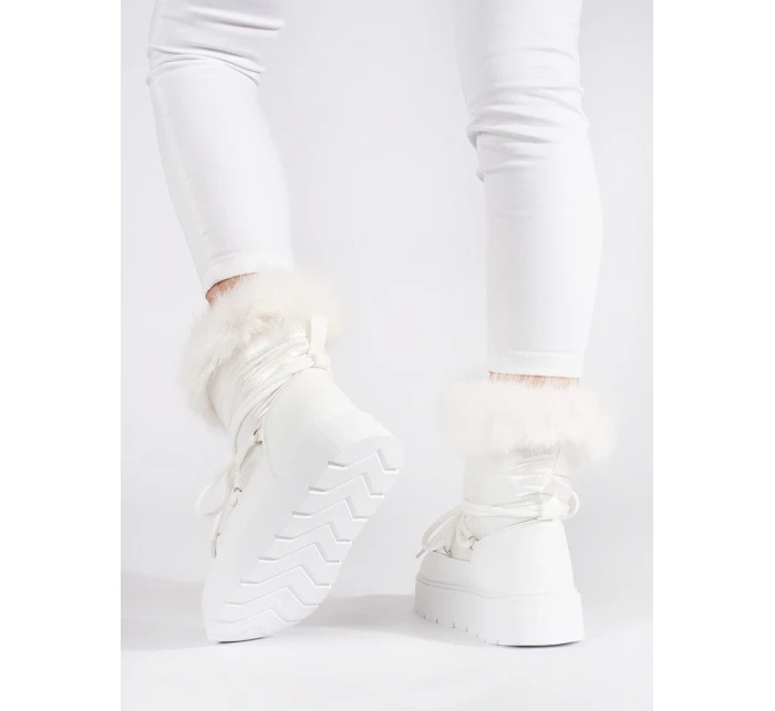 Pěkné sněhule dámské bílé platforma Pěkné sněhule dámské bílé platforma