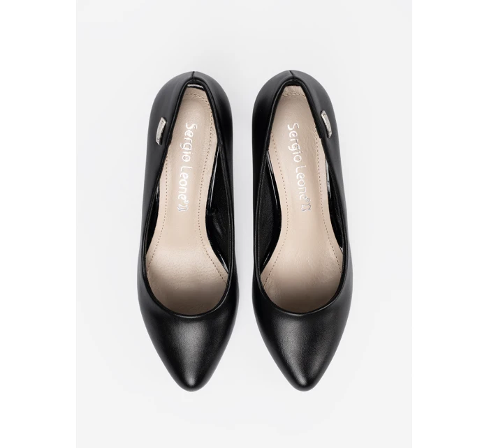 Designové  lodičky dámské černé na širokém podpatku