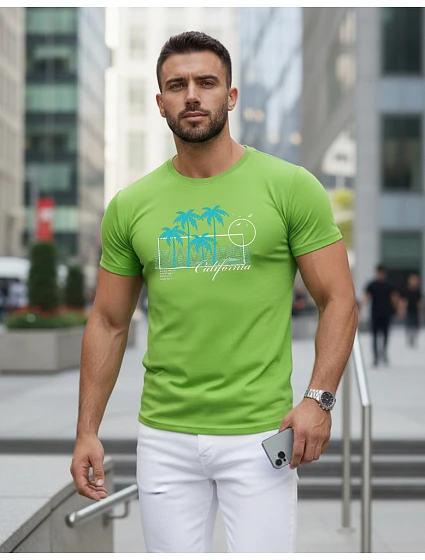 Pánské tričko s potiskem klasické limetkově zelené FashionStreet NX5020R